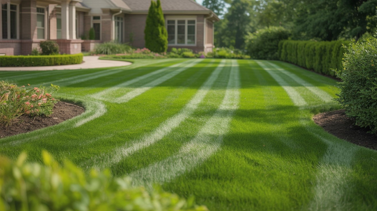 Perfectly manicured lawn after Midgard Mowing service