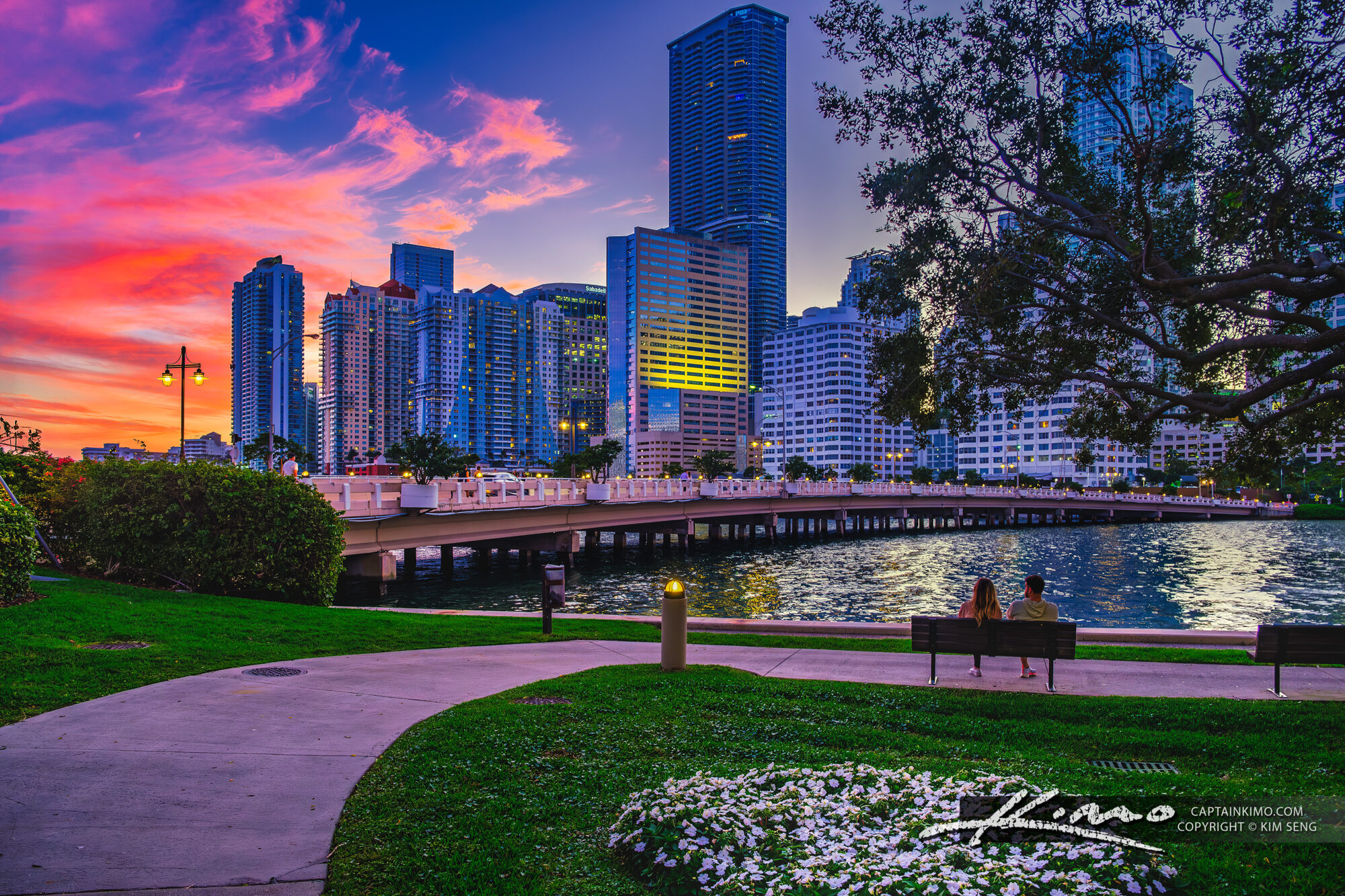 Miami Brickell skyline at sunset