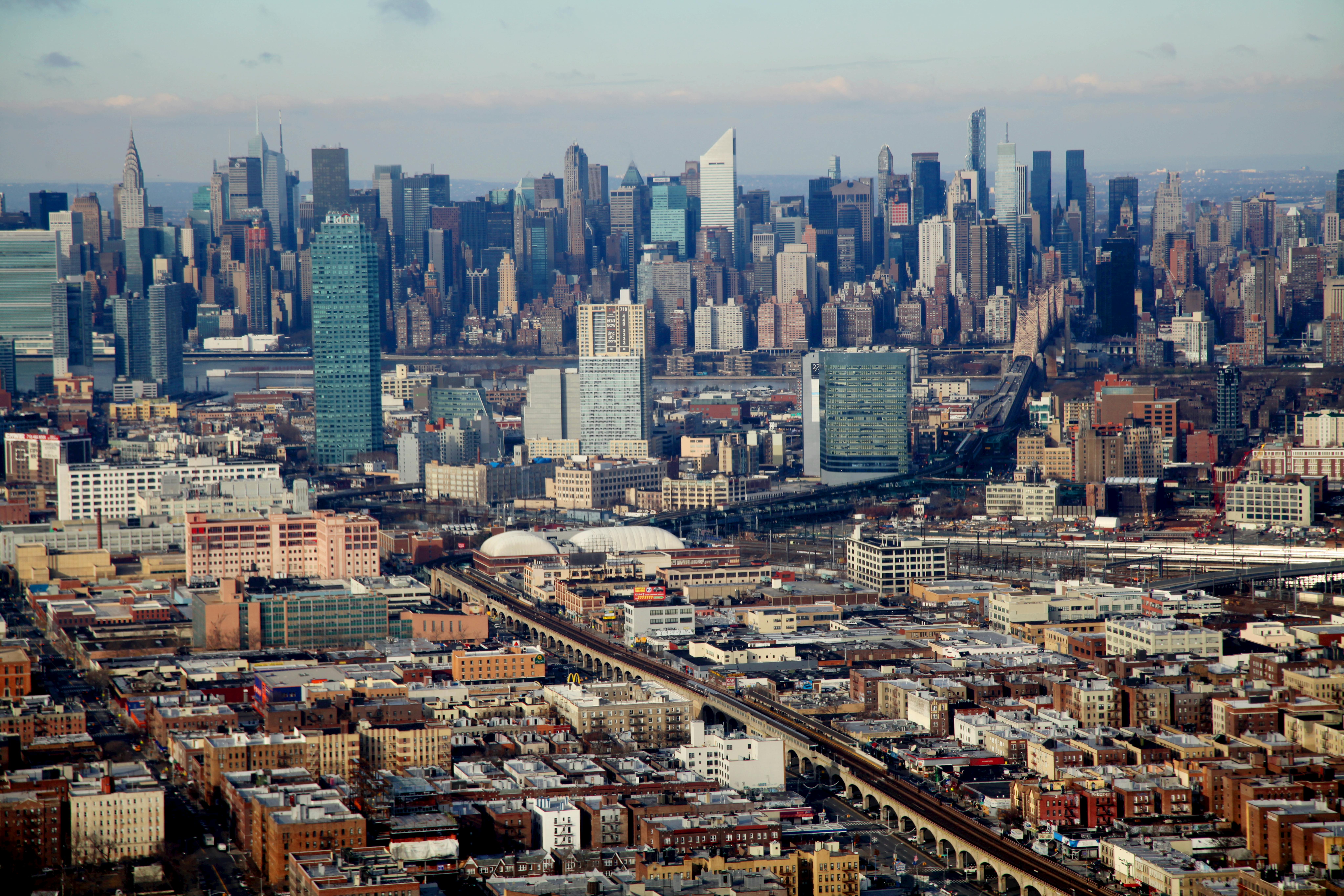 Aerial view of Manhattan skyline
